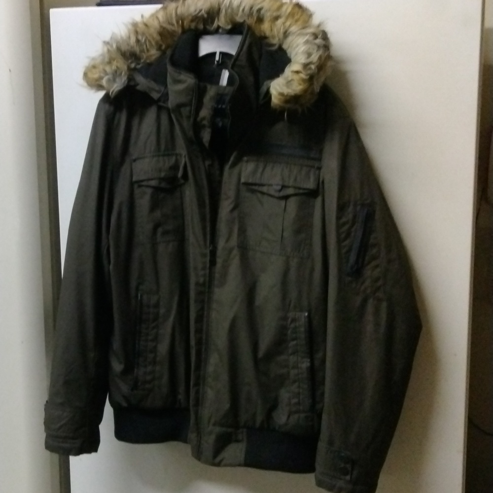 Stylish Sean John Winter Jacket detachable Faux Fur Hood size Large